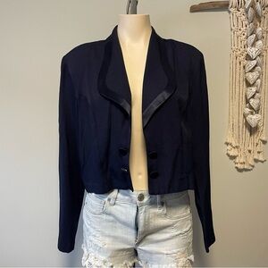 90s Vintage C.J. Cropped Tuxedo Blazer Open Front Bolero Spencer Jacket NWT